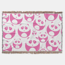 Cobertor Padrão de Panda Branca e Rosa Bebê Kawaii
