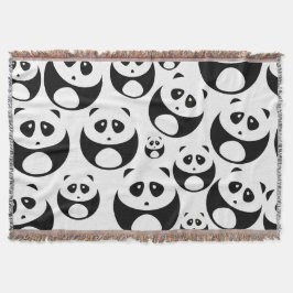 Cobertor Padrão de Panda Branco e Preto de Kawaii