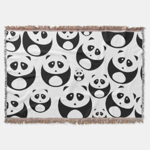 Cobertor Padrão de Panda Branco e Preto de Kawaii