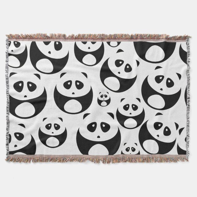 Cobertor Padrão de Panda Branco e Preto de Kawaii (Frente)