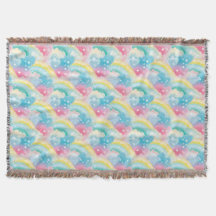 Cobertor Padrão de Pastel Whimsical com Corações e Rainbows