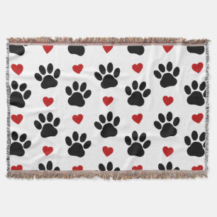 Cobertor Padrão De Patas, Patas Cachorros, Patas Negras, Co