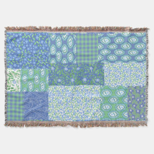 Cobertor Padrão de Patchwork Floral Boho Faux do Periwinkle