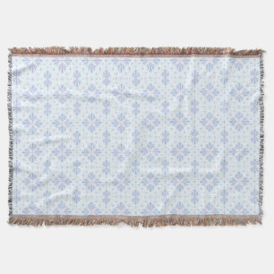 Cobertor Padrão de Repetição Floral Geométrico Azul Pastel
