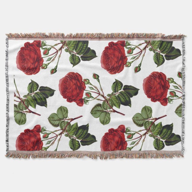 Cobertor Padrão de Rosas Vermelhas (Frente)
