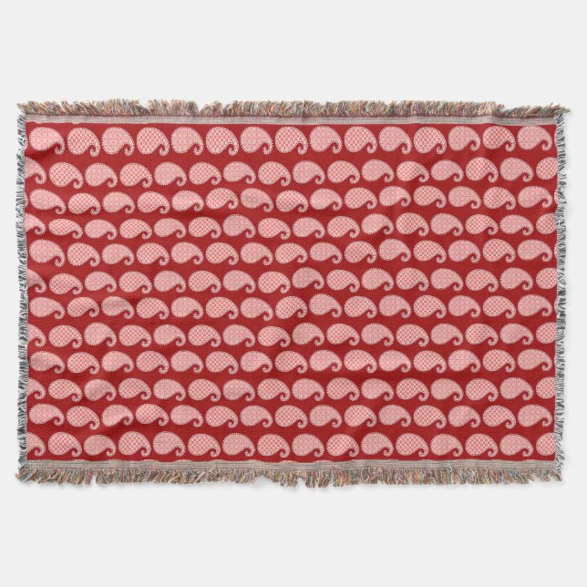 Cobertor Padrão de salada, vermelho profundo e branco (Frente)