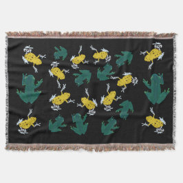 Cobertor Padrão de Sapos Verdes Amarelas