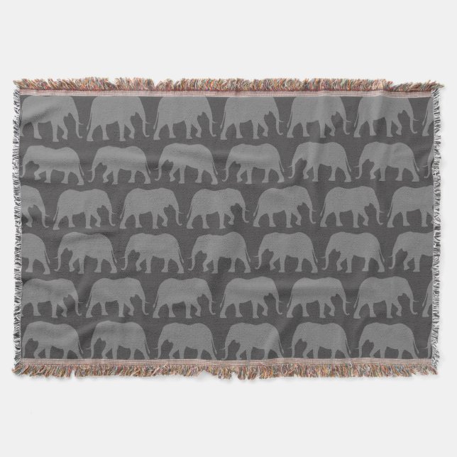 Cobertor Padrão de Silhouettes de Elefante Africano | Vida  (Frente)