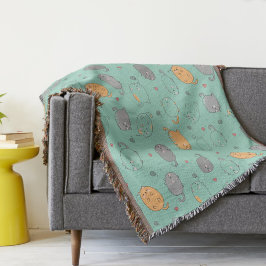 Cobertor Padrão de Sonhos de Gato Sonolento Fofo e Aconcheg