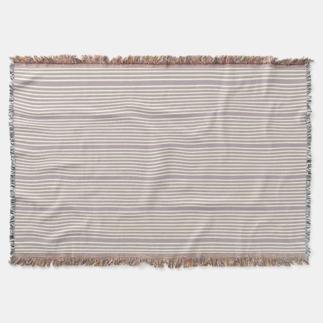 Cobertor Padrão de stripes 2 tons creme lilás púrpura (Frente)