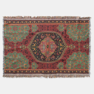 Cobertor Padrão de Tapete Persa Vintage Vermelho Verde Arab