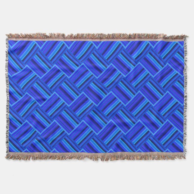 Cobertor Padrão de tecelagem diagonal de faixas azuis (Frente)