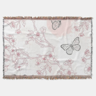 Cobertor Padrão de Toile de Borboleta Botânica Vintage (8)