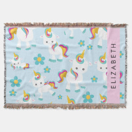 Cobertor Padrão De Unicórnios, Unicórnios Bonitos, Seu Nome