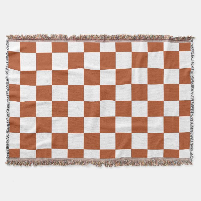 Cobertor Padrão de Verificação Branco Castanho (Frente)