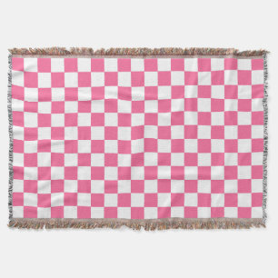 Cobertor Padrão de Verificação Branco Cor-de-Rosa