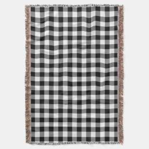 Cobertor Padrão De Verificação De Gingham Branco E Preto El