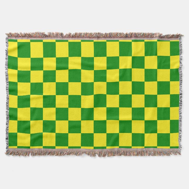 Cobertor Padrão de Verificação Verde Amarelo (Frente)