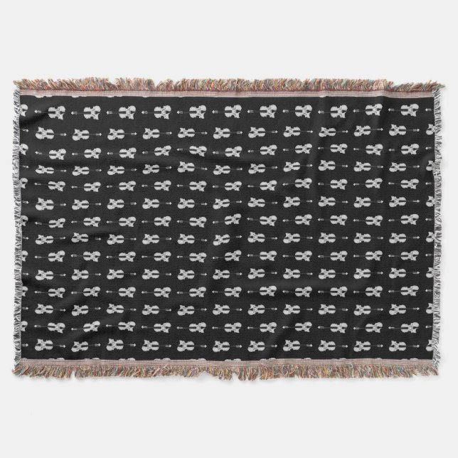Cobertor Padrão de Violino - Preto e Branco (Frente)