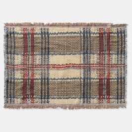 Cobertor Padrão de Xadrez tecido de marinho e creme