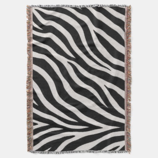 Cobertor Padrão de Zebra Estiloso e Aconchegante para Sala  (Frente Vertical)