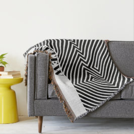 Cobertor Padrão de Zebra Preto e Branco Monograma Moderno