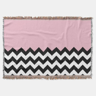 Cobertor Padrão de ziguezague preto e branco, Chevron, rosa