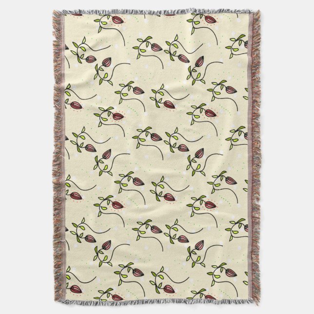 Cobertor Padrão decorativo verde-oliva (Frente Vertical)