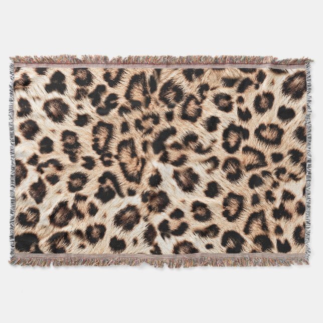 Cobertor Padrão Design de Leopardo: Elegância Selvagem. (Frente)