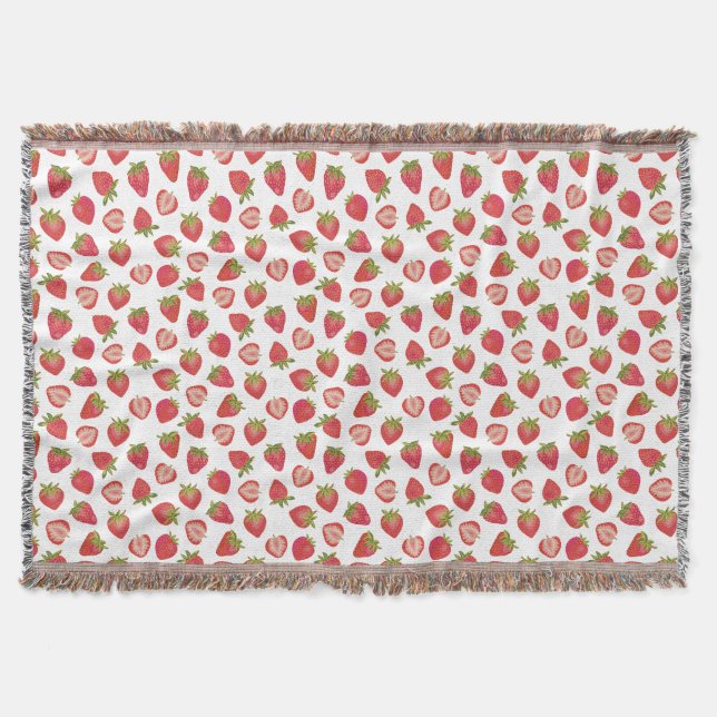 Cobertor Padrão Divertido de Morango de Verão (Frente)