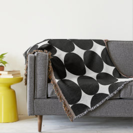 Cobertor Padrão do Círculo Geométrico Retro Branco Preto