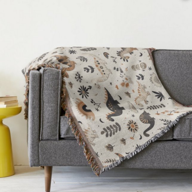 Cobertor Padrão do Dinossauro da Selva de Boho (Criador carregado)