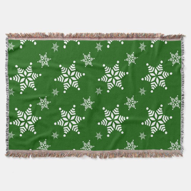 Cobertor Padrão do Floco de Neve, Flocos de Neve Brancos, N (Frente)