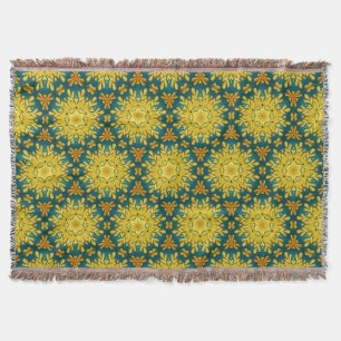 Cobertor Padrão Dourado e azul-turquesa de estrela de colhe