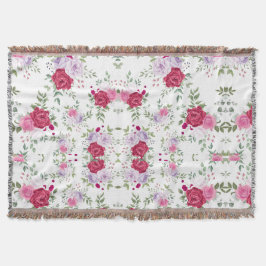 Cobertor Padrão Elegante de Flores Vermelhas e Rosa