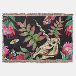 Cobertor Padrão Escuro do Unicórnio da Floresta Mágica.