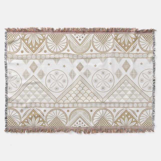 Cobertor Padrão Etnico Geométrico Tribal Floral Sem Costura (Frente)