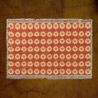 Cobertor Padrão Floral Amarelo Dahlia em Vermelho