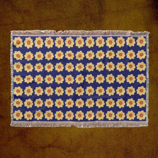 Cobertor Padrão Floral Amarelo Dahlia no Azul