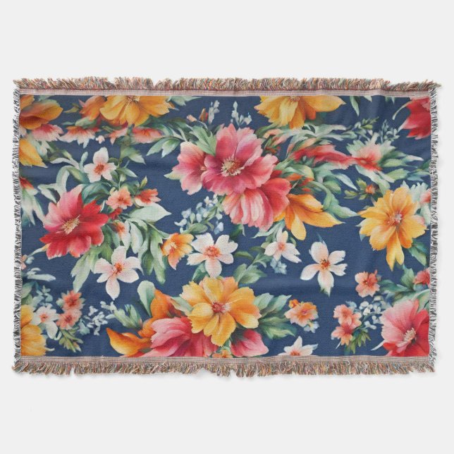 Cobertor Padrão Floral Amarelo de Verão (Frente)