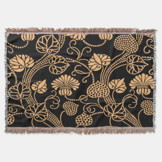 Cobertor Padrão Floral Anterior Laranja a Preto