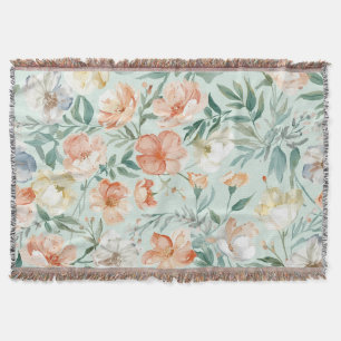 Cobertor Padrão Floral Azul Aquarela de Prado de Flores Sil