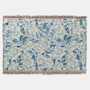 Cobertor Padrão Floral Azul Design Asiático Antiquado