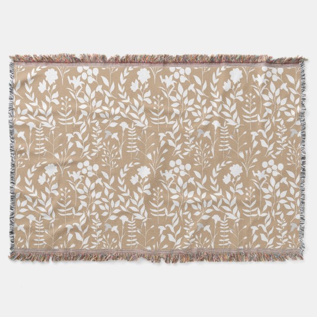 Cobertor Padrão Floral Azul.RUA02. branco L Laranja BG (Frente)