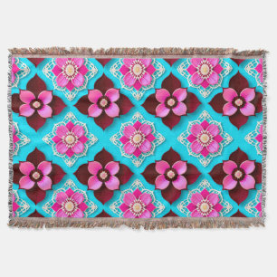 Cobertor Padrão Floral Brilhante com Flores Rosas