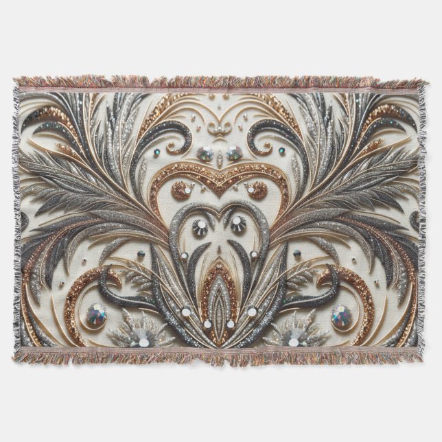 Cobertor Padrão floral brilhante com gemstone (Frente)