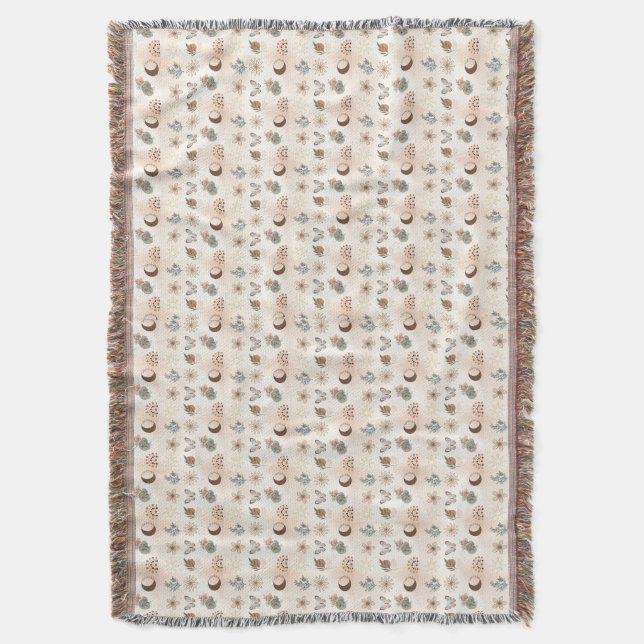 Cobertor Padrão Floral Celestial Boho (Frente Vertical)