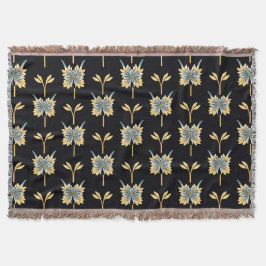 Cobertor Padrão Floral Colorido em Preto para Decoração de