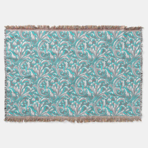Cobertor Padrão floral contínuo cinza aqua fofo