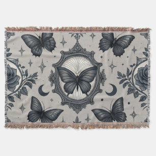 Cobertor Padrão Floral de Borboleta Gótica (2)